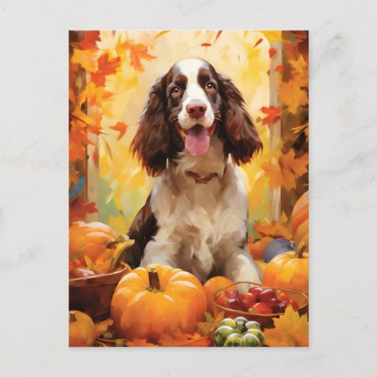 Springer Spaniel Herfst Thanksgiving Briefkaart (Voorkant)