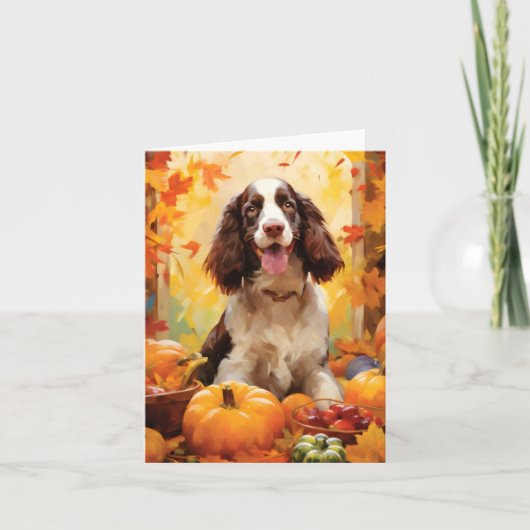 Springer Spaniel Herfst Thanksgiving Kaart (Voorkant)