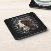 Springer Spaniel Hond Amerikaanse Vlag Bier Onderzetter (Linkerzijde)