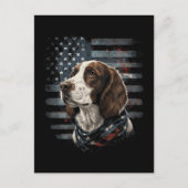 Springer Spaniel Hond Amerikaanse Vlag Briefkaart (Voorkant)