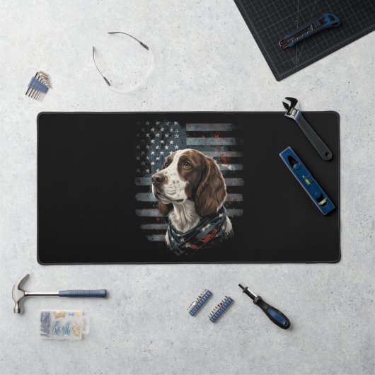 Springer Spaniel Hond Amerikaanse Vlag Bureaumat (Werkstation)