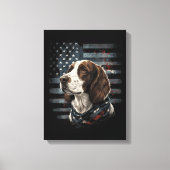 Springer Spaniel Hond Amerikaanse Vlag Canvas Afdruk (Voorkant)