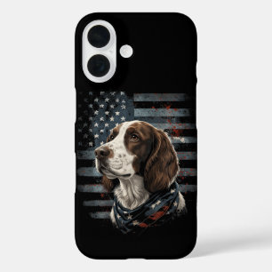 Springer Spaniel Hond Amerikaanse Vlag iPhone 16 Hoesje