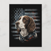 Springer Spaniel Hond Amerikaanse Vlag Feestdagenkaart (Voorkant)