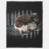 Springer Spaniel Hond Amerikaanse Vlag Fleece Deken (Voorkant)