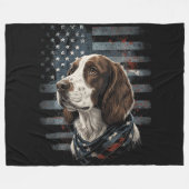 Springer Spaniel Hond Amerikaanse Vlag Fleece Deken (Voorkant (Horizontaal))