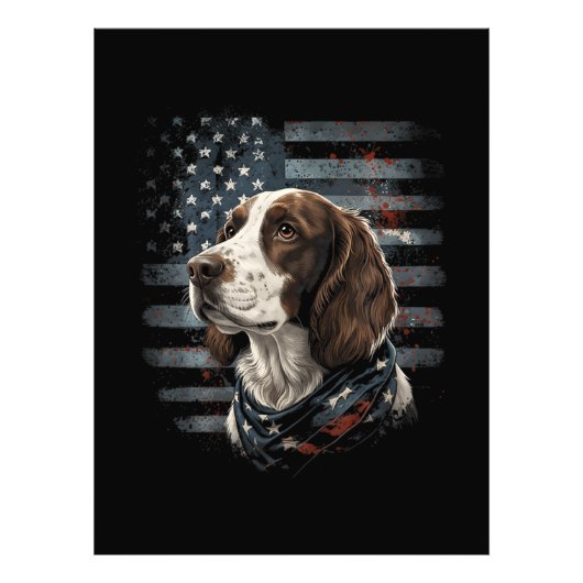 Springer Spaniel Hond Amerikaanse Vlag Foto Afdruk (Voorkant)