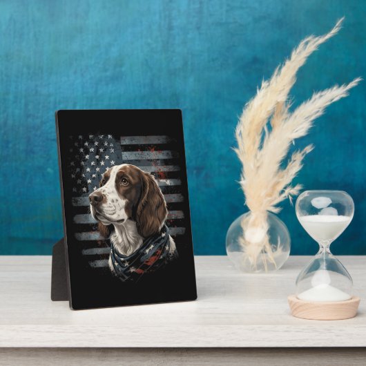 Springer Spaniel Hond Amerikaanse Vlag Fotoplaat (Zijkant)