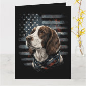 Springer Spaniel Hond Amerikaanse Vlag Kaart (Gele Bloem)