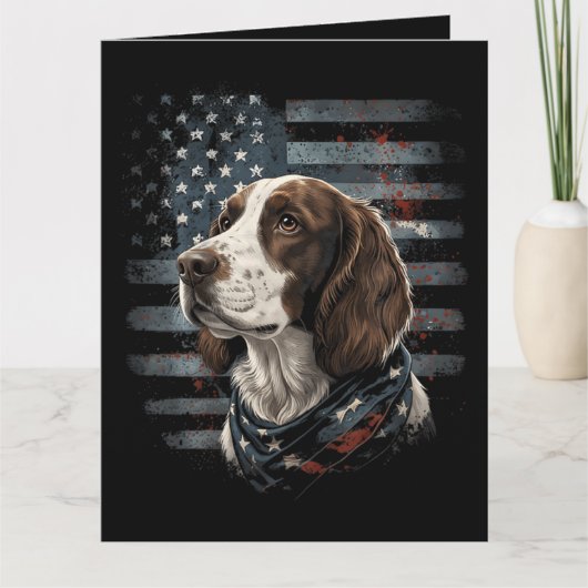 Springer Spaniel Hond Amerikaanse Vlag Kaart (Voorkant)
