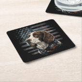 Springer Spaniel Hond Amerikaanse Vlag Kartonnen Onderzetters (Schuin)