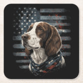 Springer Spaniel Hond Amerikaanse Vlag Kartonnen Onderzetters (Voorkant)