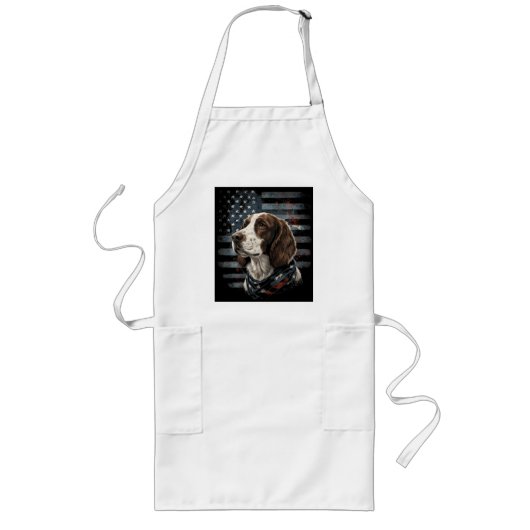 Springer Spaniel Hond Amerikaanse Vlag Lang Schort (Voorkant)
