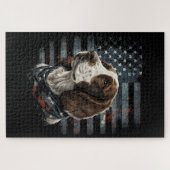 Springer Spaniel Hond Amerikaanse Vlag Legpuzzel (Horizontaal)