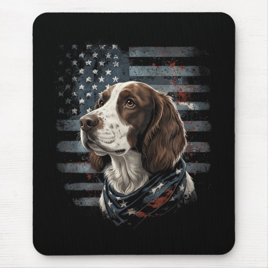 Springer Spaniel Hond Amerikaanse Vlag Muismat (Voorkant)