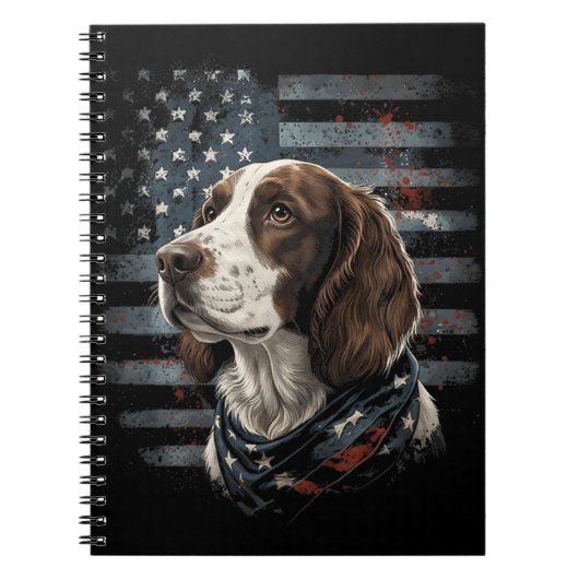 Springer Spaniel Hond Amerikaanse Vlag Notitieboek (Voorkant)