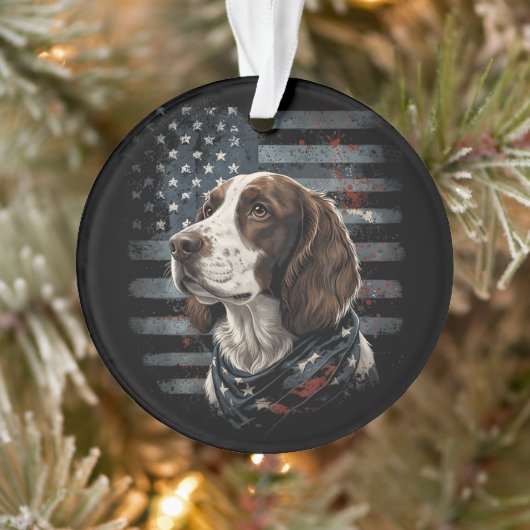 Springer Spaniel Hond Amerikaanse Vlag Ornament (Boom)