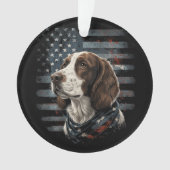 Springer Spaniel Hond Amerikaanse Vlag Ornament (voorkant)