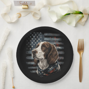 Springer Spaniel Hond Amerikaanse Vlag Papieren Bordje