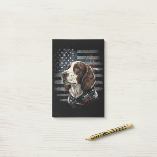 Springer Spaniel Hond Amerikaanse Vlag Post-it® Notes (Op bureau)