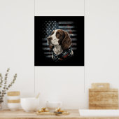 Springer Spaniel Hond Amerikaanse Vlag Poster (Keuken)