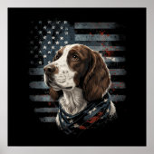 Springer Spaniel Hond Amerikaanse Vlag Poster (Voorkant)