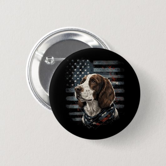 Springer Spaniel Hond Amerikaanse Vlag Ronde Button 5,7 Cm (Voorkant /achterkant)