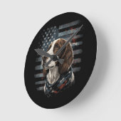 Springer Spaniel Hond Amerikaanse Vlag Ronde Klok (Hoek)