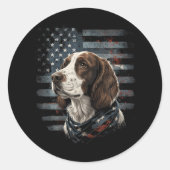 Springer Spaniel Hond Amerikaanse Vlag Ronde Sticker (Voorkant)
