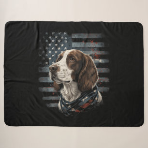 Springer Spaniel Hond Amerikaanse Vlag Sherpa Deken