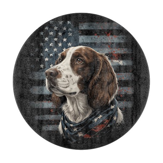 Springer Spaniel Hond Amerikaanse Vlag Snijplank (Voorkant)