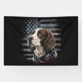 Springer Spaniel Hond Amerikaanse Vlag Spandoek (Horizontaal)