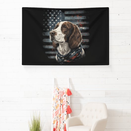 Springer Spaniel Hond Amerikaanse Vlag Spandoek (Insitu)