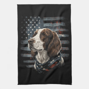 Springer Spaniel Hond Amerikaanse Vlag Theedoek
