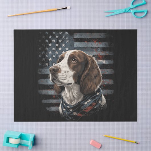 Springer Spaniel Hond Amerikaanse Vlag Tissuepapier (Craft)