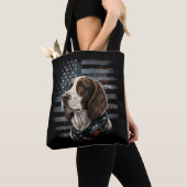 Springer Spaniel Hond Amerikaanse Vlag Tote Bag (Dichtbij)