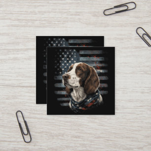 Springer Spaniel Hond Amerikaanse Vlag Vierkante Visitekaartje