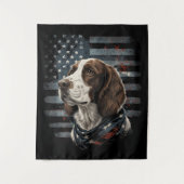 Springer Spaniel Hond Amerikaanse Vlag Wandkleed (Voorkant)