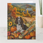 Springer Spaniel Hond Herfst Oogst Thanksgiving Kaart (Voorkant)