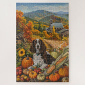 Springer Spaniel Hond Herfst Oogst Thanksgiving Legpuzzel (Verticaal)