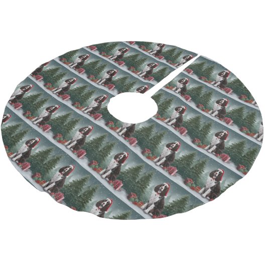 Springer Spaniel hond in de sneeuw Kerstmis Kerstboom Rok (Gekanteld)