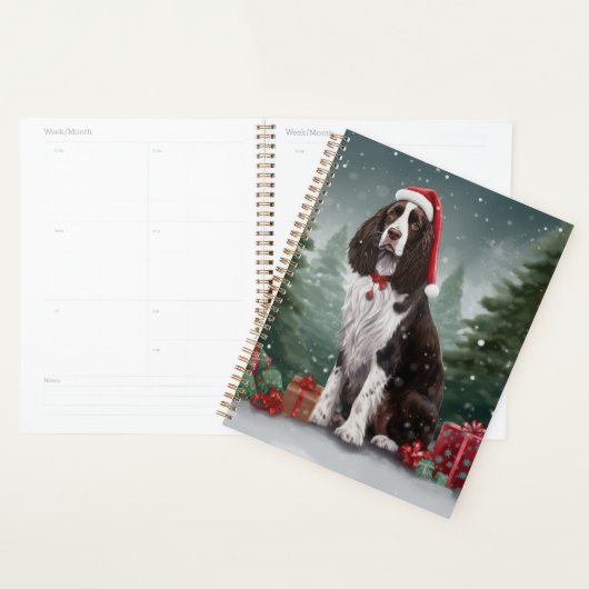 Springer Spaniel hond in de sneeuw Kerstmis Planner (Display)