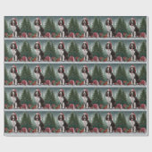 Springer Spaniël Hond in Sneeuw Kerstmis Cadeaupapier (Vlak)