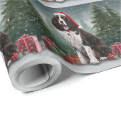 Springer Spaniël Hond in Sneeuw Kerstmis Cadeaupapier (Rol Hoek)