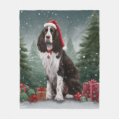Springer Spaniël Hond in Sneeuw Kerstmis Fleece Deken (Voorkant)