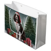 Springer Spaniël Hond in Sneeuw Kerstmis Groot Cadeauzakje (Voorkant Gekanteld)