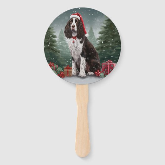 Springer Spaniël Hond in Sneeuw Kerstmis Handwaaier (Achterkant)