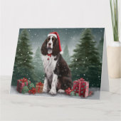 Springer Spaniël Hond in Sneeuw Kerstmis Kaart (Voorkant)