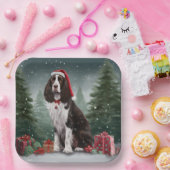 Springer Spaniël Hond in Sneeuw Kerstmis Papieren Bordje (Feest)