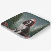 Springer Spaniël Hond in Sneeuw Kerstmis Papieren Bordje (Gebogen)